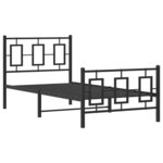 vidaXL Cadre de lit métal sans matelas avec pied de lit noir 90x200 cm