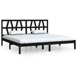 vidaXL Cadre de lit Noir Bois de pin massif 200x200 cm