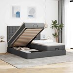 VidaXL Cadre de lit ottoman avec matelas gris foncé 160x200cm tissu