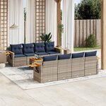 vidaXL Salon de jardin 9 Pièces avec coussins gris résine tressée