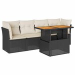 vidaXL Salon de jardin 5 Pièces avec coussins noir résine tressée