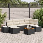 vidaXL Ensemble de canapé de jardin 7 Pièces Noir  blanc