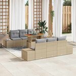 vidaXL Ensemble de canapé de jardin 7 Pièces Beige Poly rotin