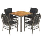 vidaXL Ensemble à manger de jardin 5 Pièces coussins gris résine tressée