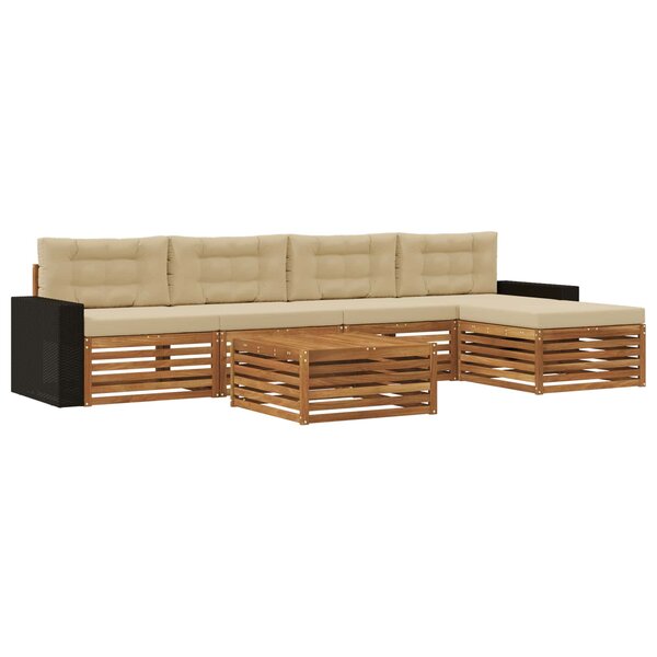 vidaXL Ensemble de canapés d'extérieur 6 pc Naturel et Beige Polyester