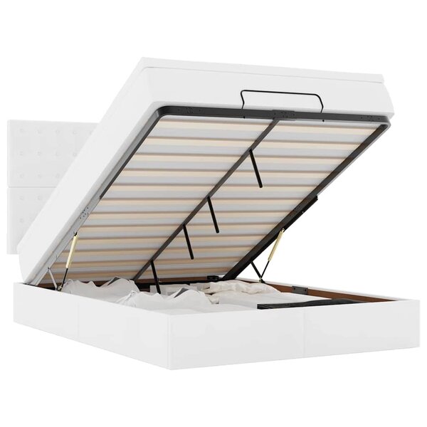 VidaXL Cadre de lit ottoman avec matelas blanc 140x190 cm similicuir