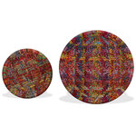 vidaXL Table basse 2 Pièces Détails tissés chindi Multicolore