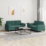 vidaXL Ensemble de canapés 2 Pièces avec coussins vert foncé velours