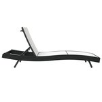 vidaXL Chaise Longue Noir Poly Rattan et Textilène