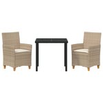 vidaXL Ensemble de salle à manger pour jardin 3 Pièces Beige polyrotin