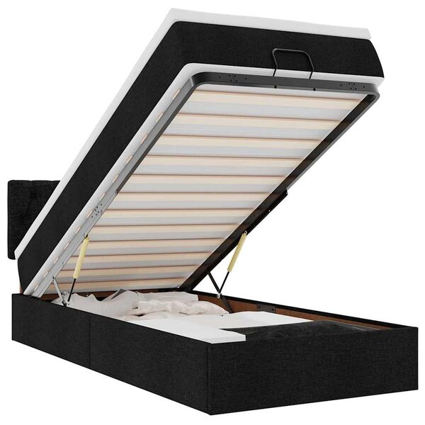 vidaXL Lit ottoman avec matelas noir 100x200 cm tissu