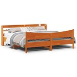 vidaXL Cadre de lit et tête de lit cire marron 180x200 cm bois de pin