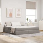 vidaXL Lit avec rangement et matelas Taupe 180 x 200 cm Polyester
