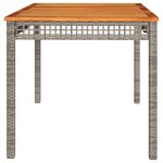 vidaXL Table de jardin gris 140x80x75 cm résine tressée et bois acacia