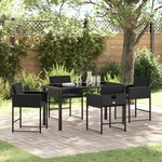 vidaXL Ensemble de jardin 5 pièces avec des coussins en rotin noir
