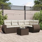 vidaXL Salon de jardin avec coussins 6 Pièces marron résine tressée