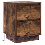 vidaXL Table de chevet avec lumières LED Chêne fumé 39x34 5x50 cm
