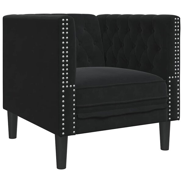vidaXL Fauteuil Chesterfield Argyle Noir 71 x 74.5 x 70.5 cm Velours