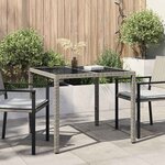 vidaXL Table de jardin pour repas Gris 90 x 90 x 75 cm Poly rotin