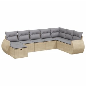 vidaXL Salon de jardin avec coussins 8Pièces mélange beige résine tressée