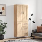vidaXL Buffet haut Chêne sonoma 69 5x34x180 cm Bois d'ingénierie