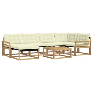 vidaXL Ensemble de canapés d'extérieur 7 Pièces Blanc et crème