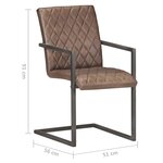 vidaXL Chaises à manger cantilever lot de 4 marron cuir véritable