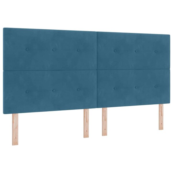 vidaXL Lit à ressort LED avec matelas Bleu foncé 200 x 200 cm tissu