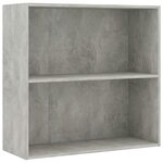 vidaXL Bibliothèque à 2 niveaux gris béton bois d'ingénierie