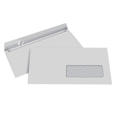 Enveloppe commerciale blanche recyclée dl 110 x 220 mm 80g avec fenêtre - bande autoadhésive (boîte 500 unités)