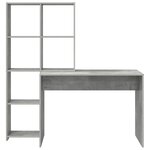 vidaXL Bureau Gris béton 138.5 x 55 x 143 cm Bois d'ingénierie
