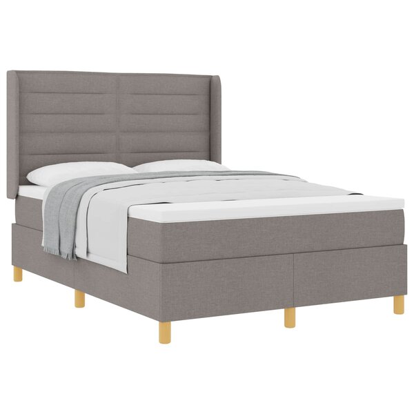 vidaXL Lit à ressorts avec matelas Taupe 140 x 190 cm tissu
