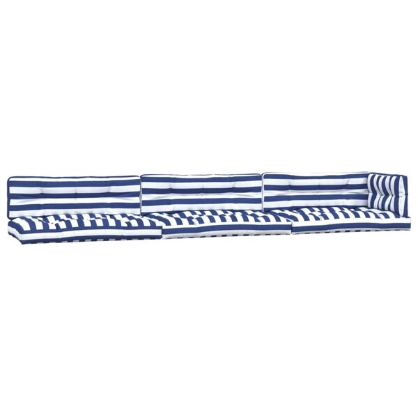vidaXL Coussins de palette lot de 7 rayures bleu et blanc tissu
