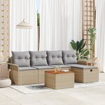 vidaXL Ensemble de 6 Canapés de Jardin avec Coussins Beige Rattan Synthétique