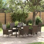 vidaXL Ensemble de salle à manger pour jardin 7 Pièces Marron Poly rotin