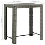 vidaXL Table de bar de jardin Gris 100x60 5x110 5 cm Résine tressée