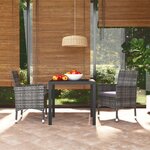 vidaXL Mobilier à dîner de jardin et coussins 3Pièces Résine tressée Gris