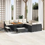 vidaXL Ensemble de canapé de jardin 13 Pièces Noir polyrotin