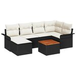 vidaXL Ensemble de canapé de jardin avec coussin 7 Pièces Noir et Crème