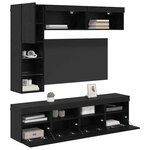 vidaXL Meuble TV avec LED 7 Pièces Chêne noir Bois d'ingénierie