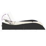vidaXL Chaise longue avec coussins noir 114x205x73 cm résine tressée
