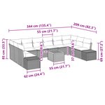vidaXL Ensemble de 11 pièces de sofa de jardin avec coussins noir poly rotin acacia