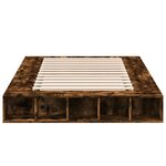 vidaXL Cadre de lit chêne fumé 135x190 cm bois d'ingénierie