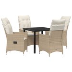 vidaXL Ensemble de salle à manger de jardin de 5 pièces avec coussins en poly rattan beige