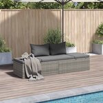 vidaXL Lit de jardin Gris 195x60 cm Résine tressée