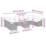 vidaXL Ensemble de 11 Canapés de Jardin avec Coussins Beige Rattan Synthétique