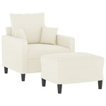 vidaXL Fauteuil avec repose-pied Crème 60 cm Velours