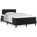 Lit à ressort avec matelas vidaXL Noir Petit Double Velours