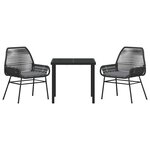 vidaXL Ensemble de salle à manger pour jardin 3 Pièces Noir polyrotin
