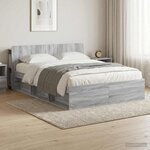 vidaXL Cadre de lit avec rangement Sonoma gris 160 x 200 cm
